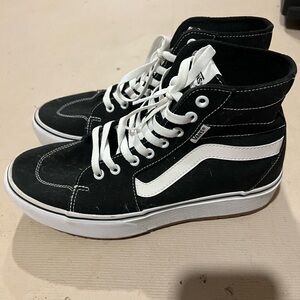 Vans Black and White High-Top Platform Sneakers